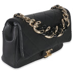 Chanel Black Quilted Lambskin Resin Elegant Chain Flap Bag