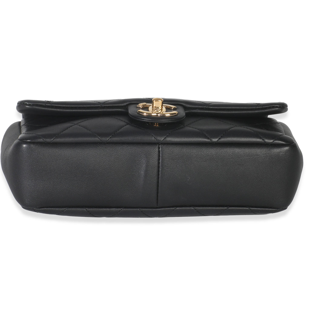 Chanel Black Quilted Lambskin Resin Elegant Chain Flap Bag