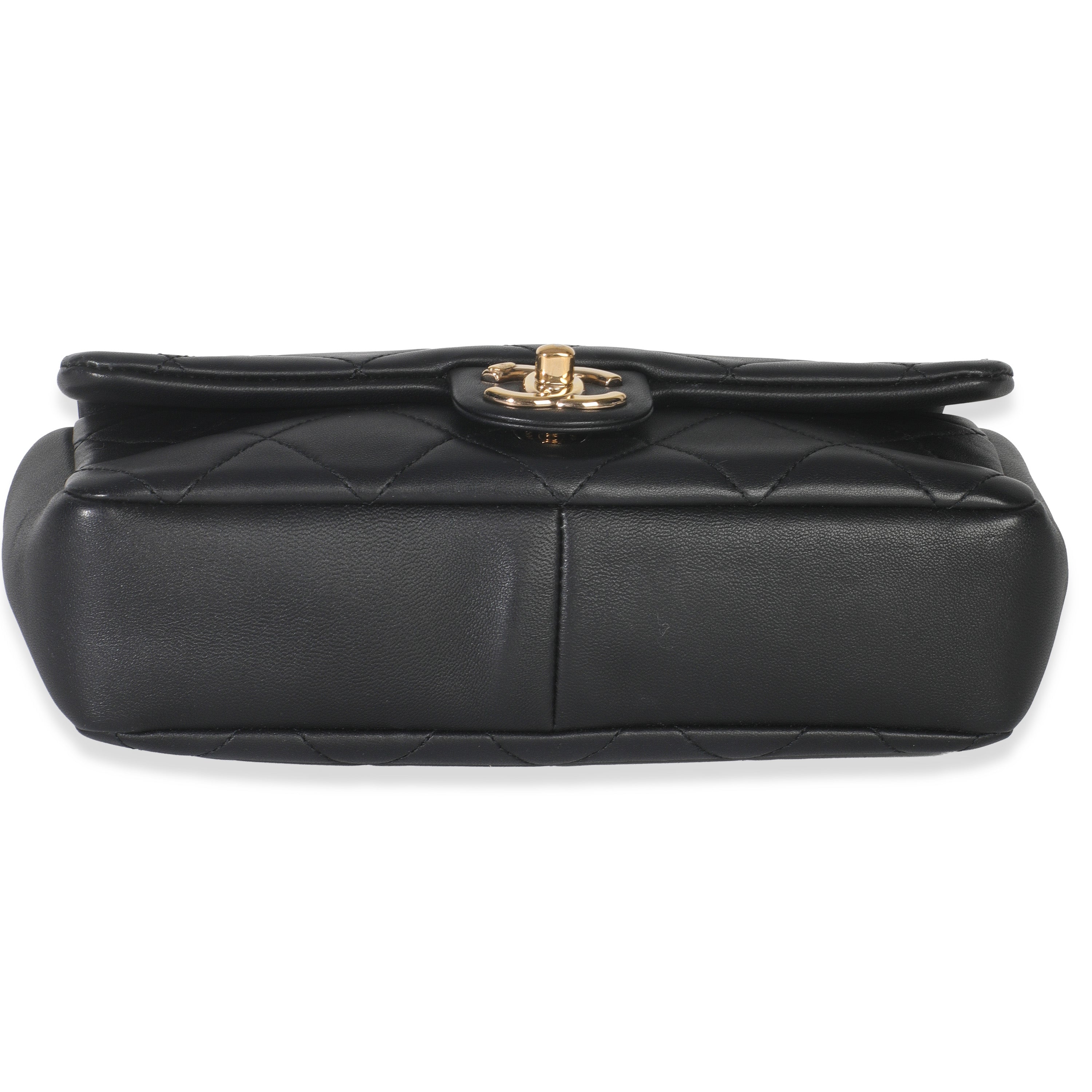 Chanel Black Quilted Lambskin Resin Elegant Chain Flap Bag