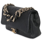 Chanel Black Quilted Lambskin Resin Elegant Chain Flap Bag