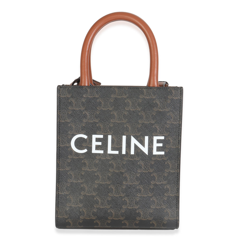 Brown Triomphe Canvas  Mini Vertical Cabas