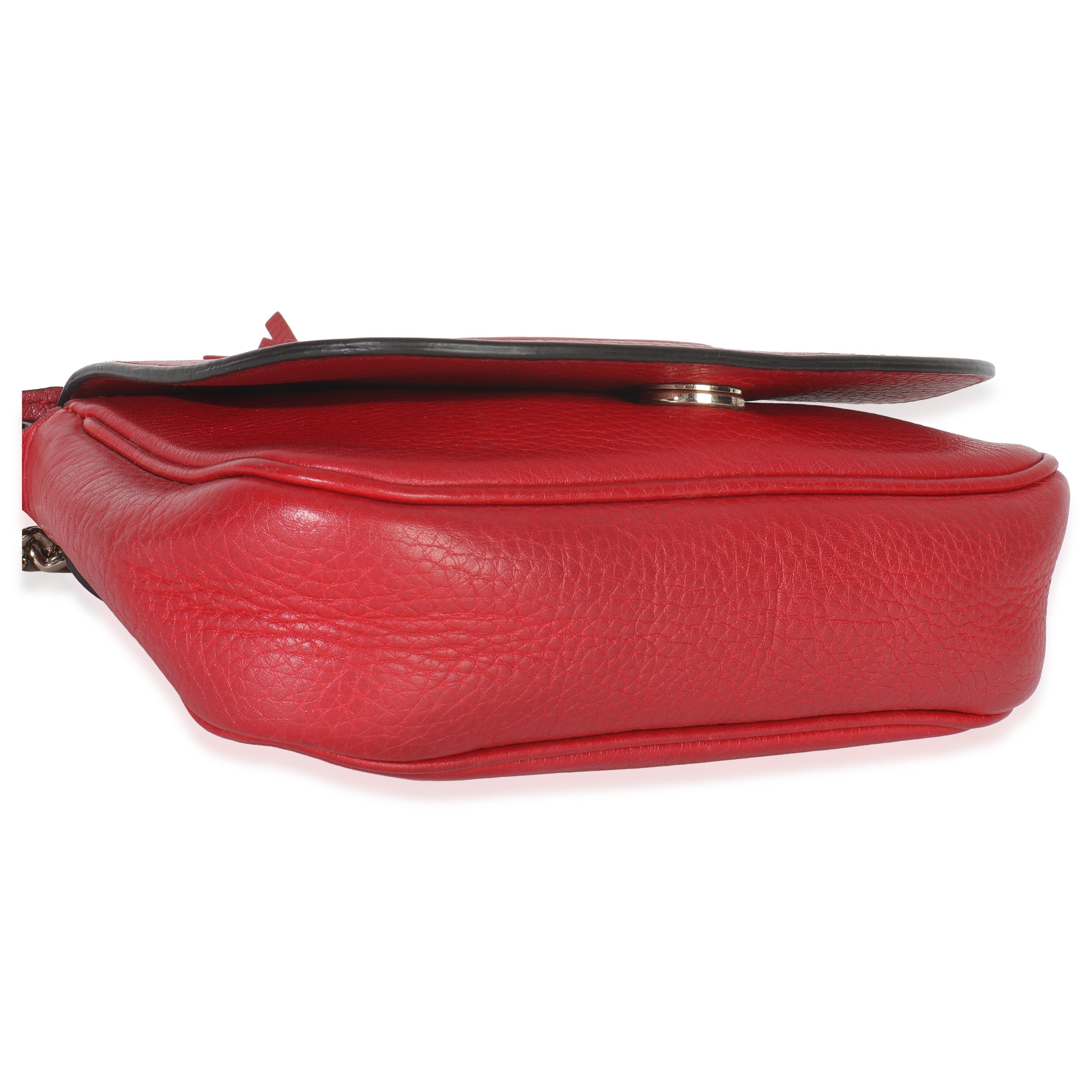 Gucci Red Pebbled Calfskin Interlocking G Small Soho Flap Bag