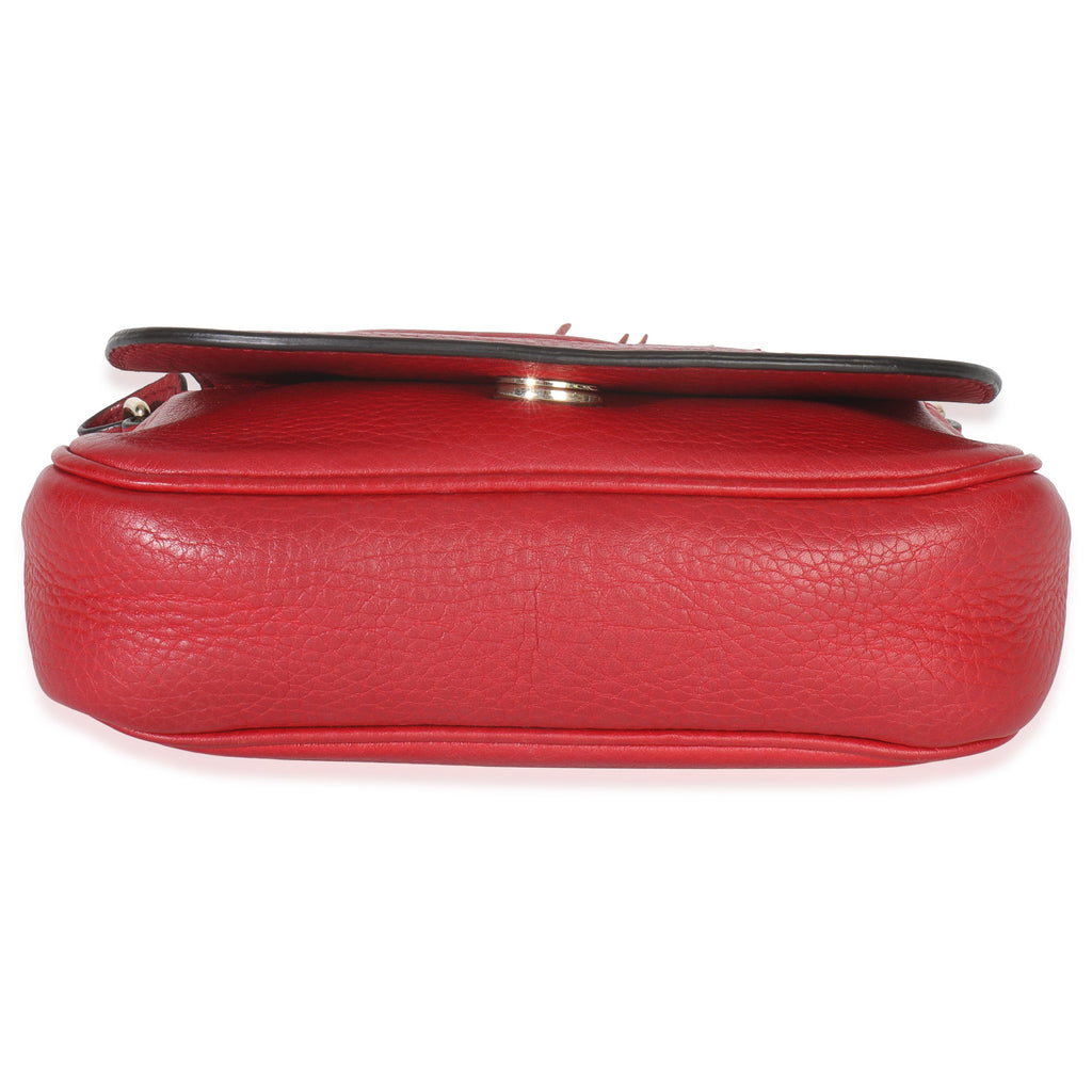 Gucci Red Pebbled Calfskin Interlocking G Small Soho Flap Bag
