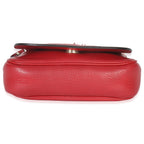 Gucci Red Pebbled Calfskin Interlocking G Small Soho Flap Bag