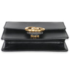 Gucci Black Smooth Calfskin Small GG Marmont Chain Bag