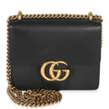 Gucci Black Smooth Calfskin Small GG Marmont Chain Bag