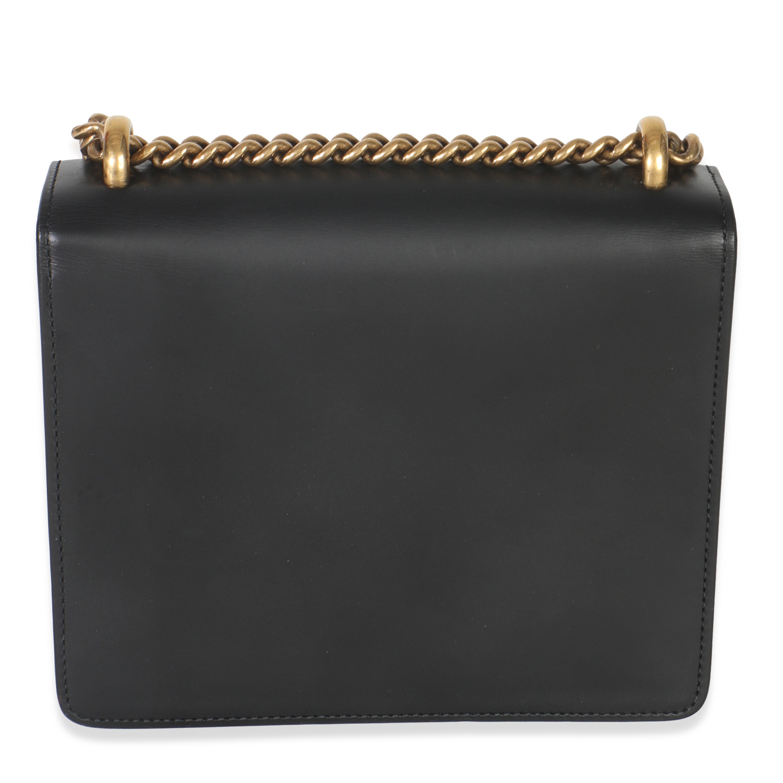 Gucci Black Smooth Calfskin Small GG Marmont Chain Bag