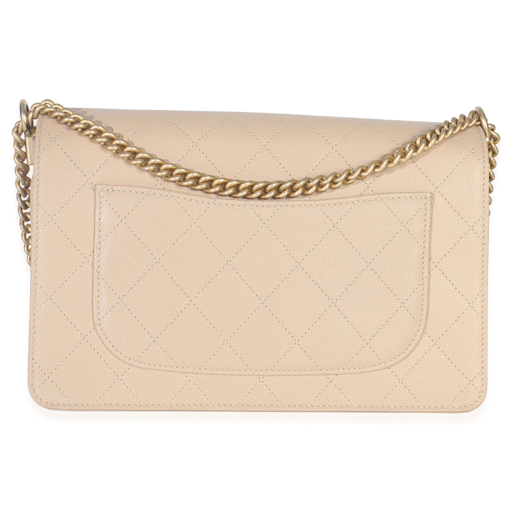Chanel Beige Quilted Caviar Suede Lady Coco Chain Flap Bag