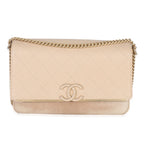 Chanel Beige Quilted Caviar Suede Lady Coco Chain Flap Bag