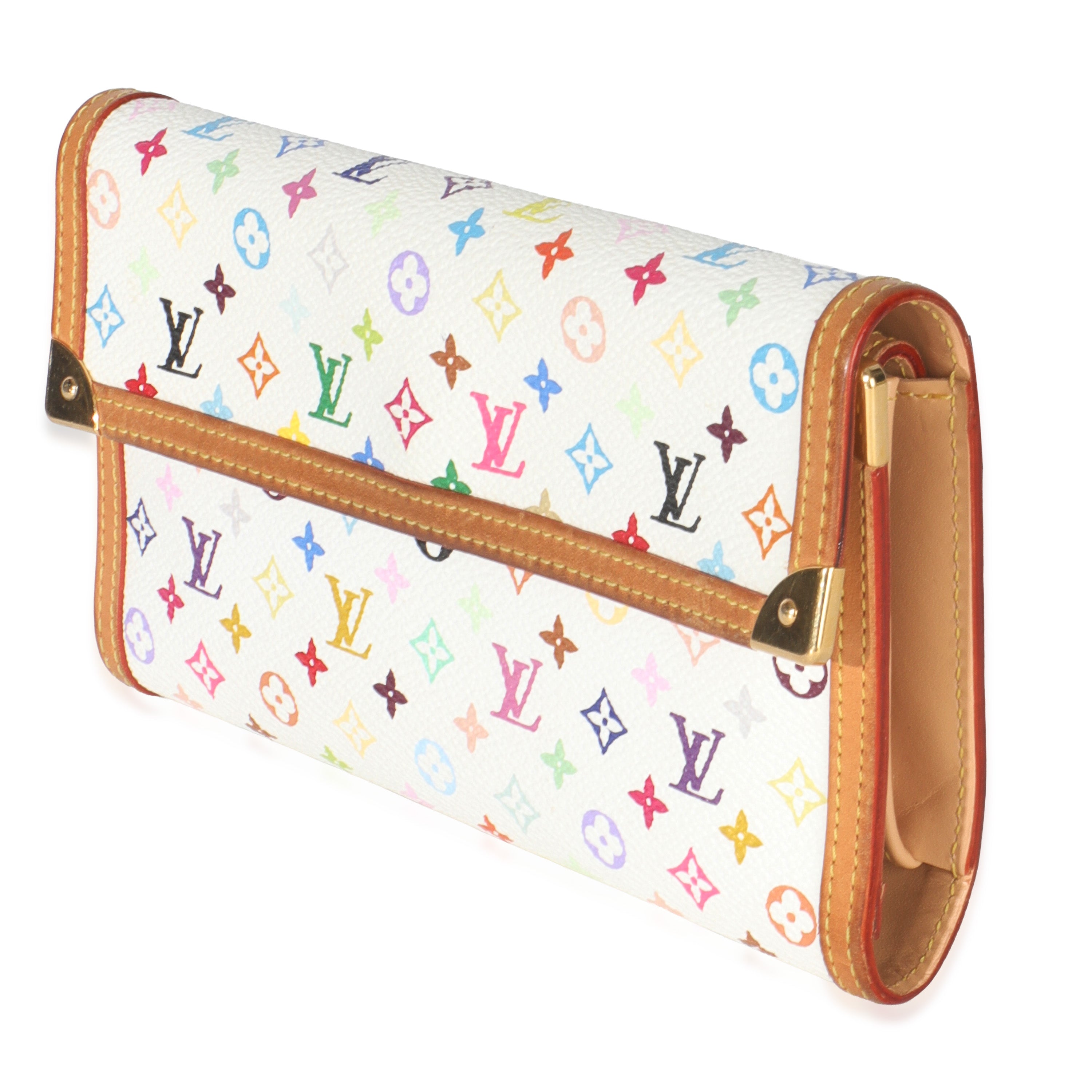 Louis Vuitton White Multicolor Canvas International Wallet