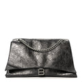 Balenciaga Metallic Crushed Calfskin Large Crush Chain Bag Steel Grey