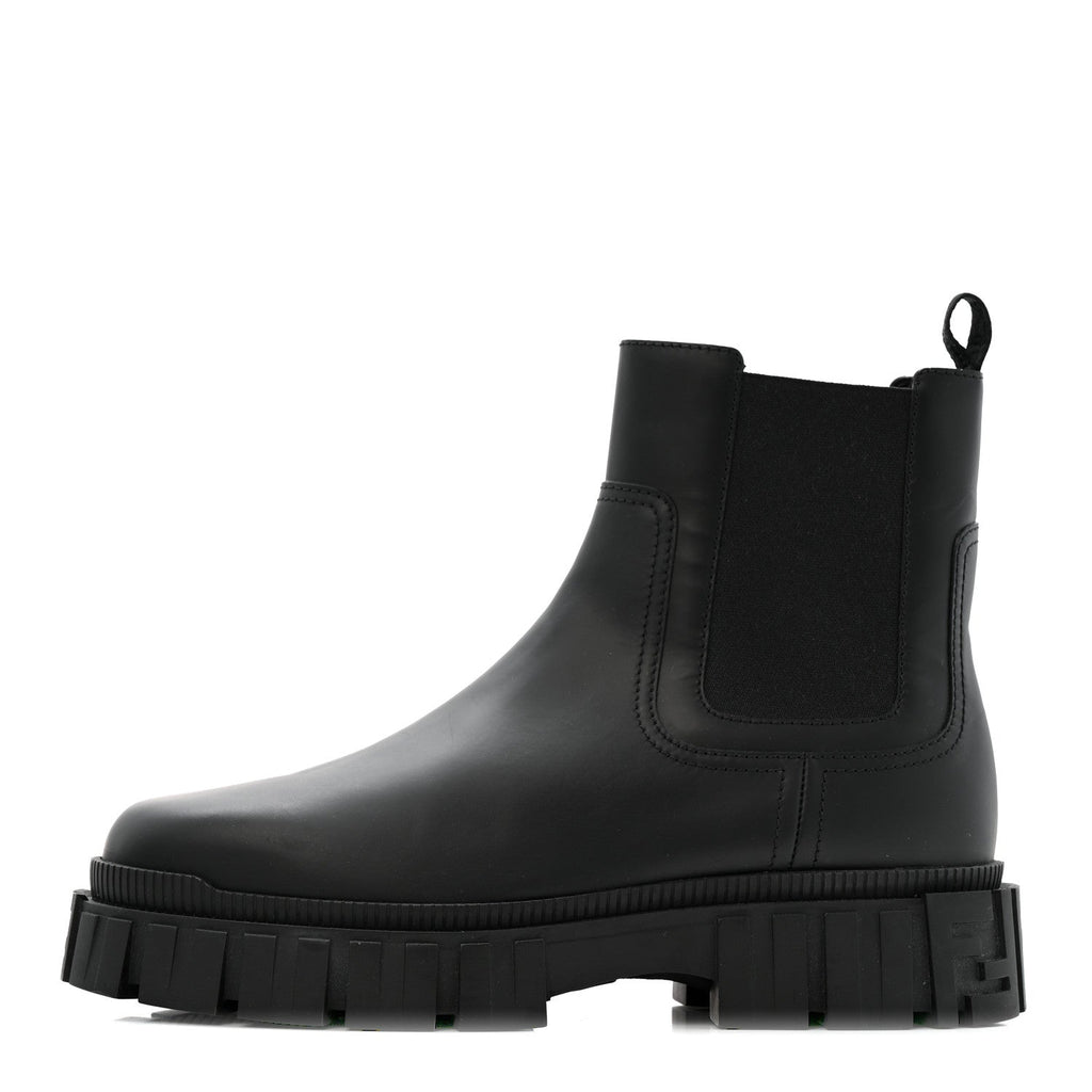 Fendi Calfskin Rubber Fendi Force Chelsea Boots 42 Black