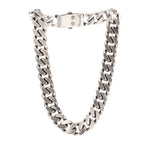 Saint Laurent Metal Curb Chain Necklace Oxidized Silver