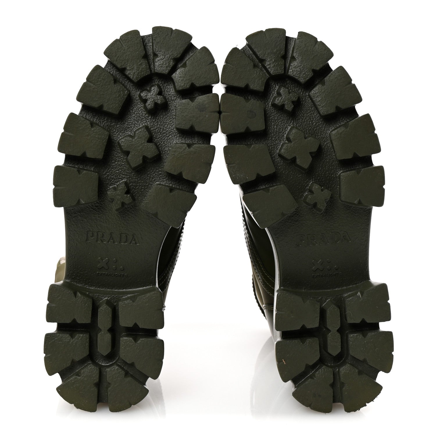 Prada Spazzolato Rois Re-Nylon Metal Triangle Logo Monolith Pouch Pocket 55mm Boots 37.5 Militare