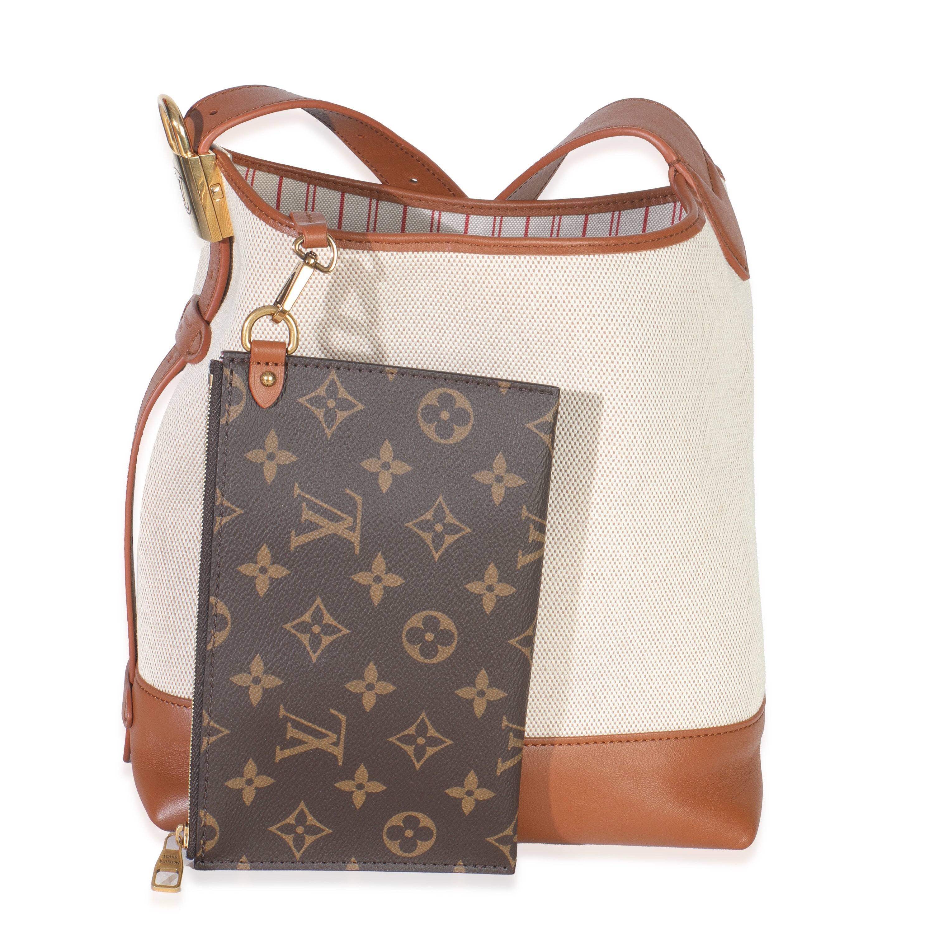 Louis Vuitton Ecru Cognac Canvas Calfskin Low Key Hobo PM