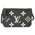 Louis Vuitton Black Cream Giant Monogram Empreinte Double Zip Pochette