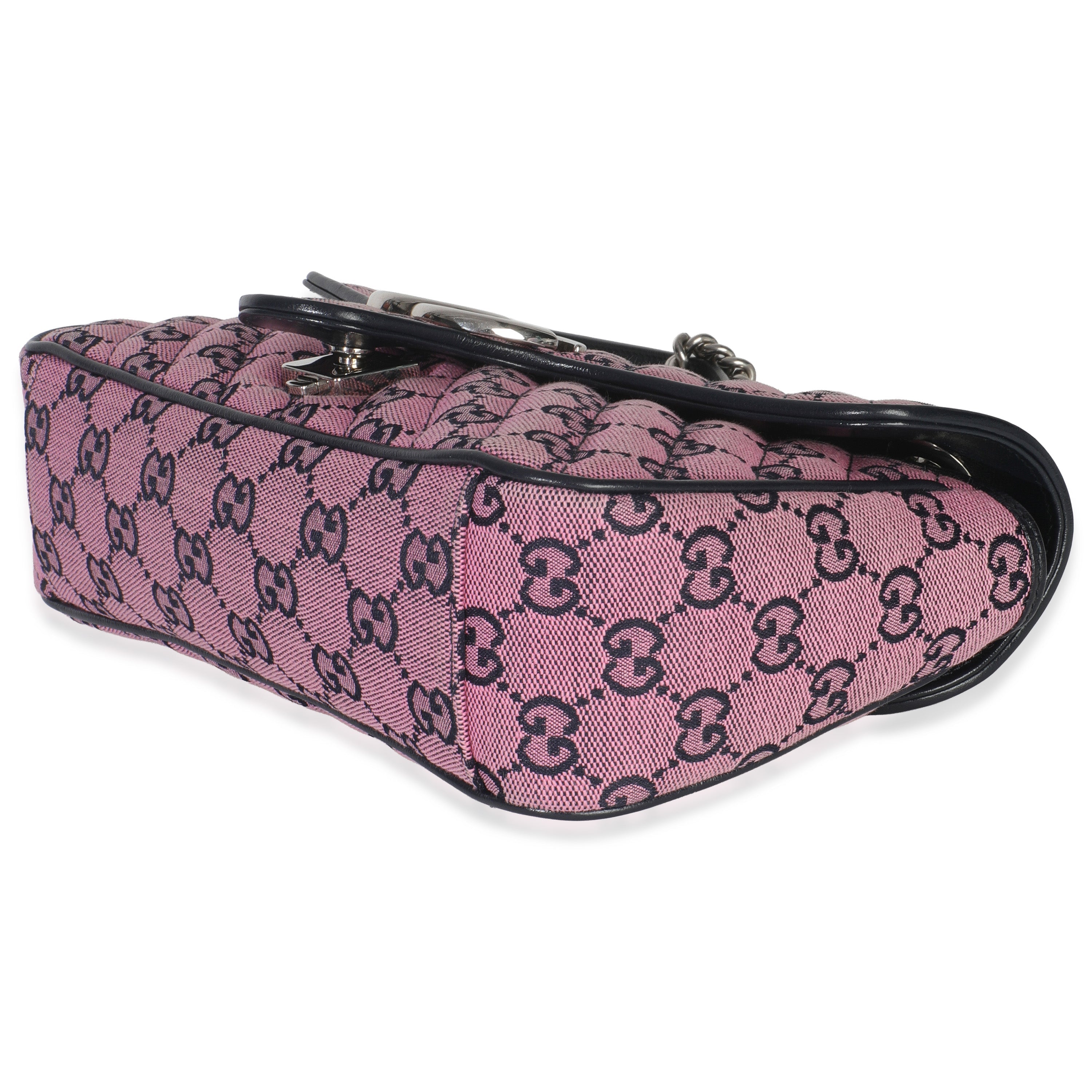 Gucci Pink GG Matelasse Diagonal Canvas Small GG Marmont Shoulder Bag
