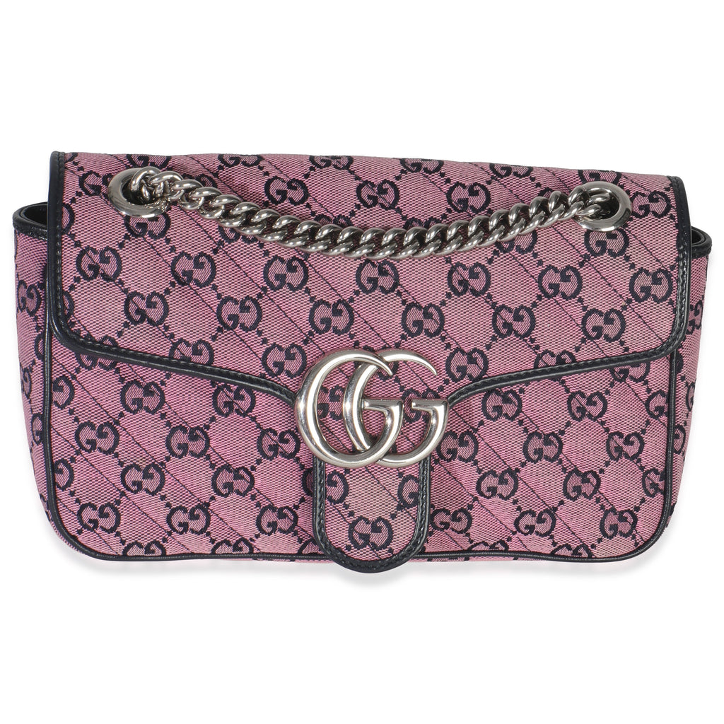 Gucci Pink GG Matelasse Diagonal Canvas Small GG Marmont Shoulder Bag