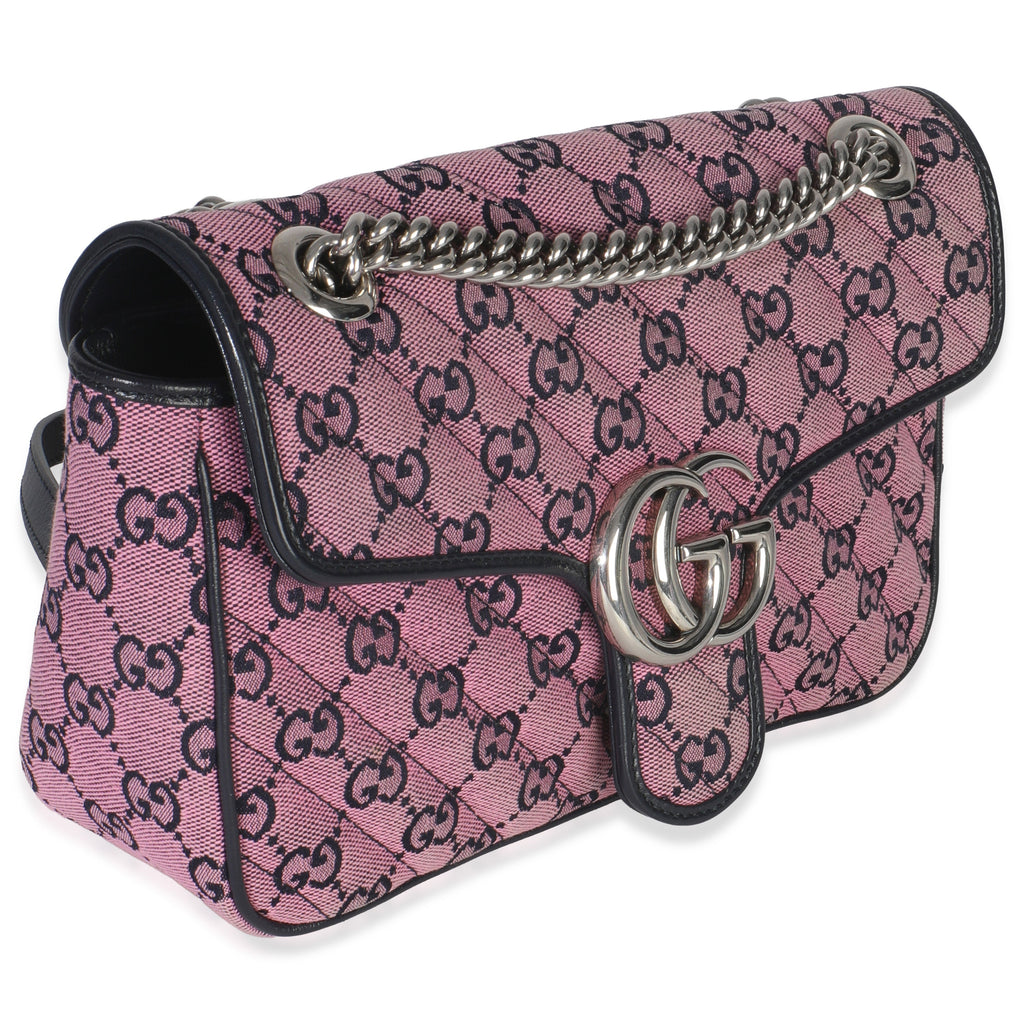 Gucci Pink GG Matelasse Diagonal Canvas Small GG Marmont Shoulder Bag