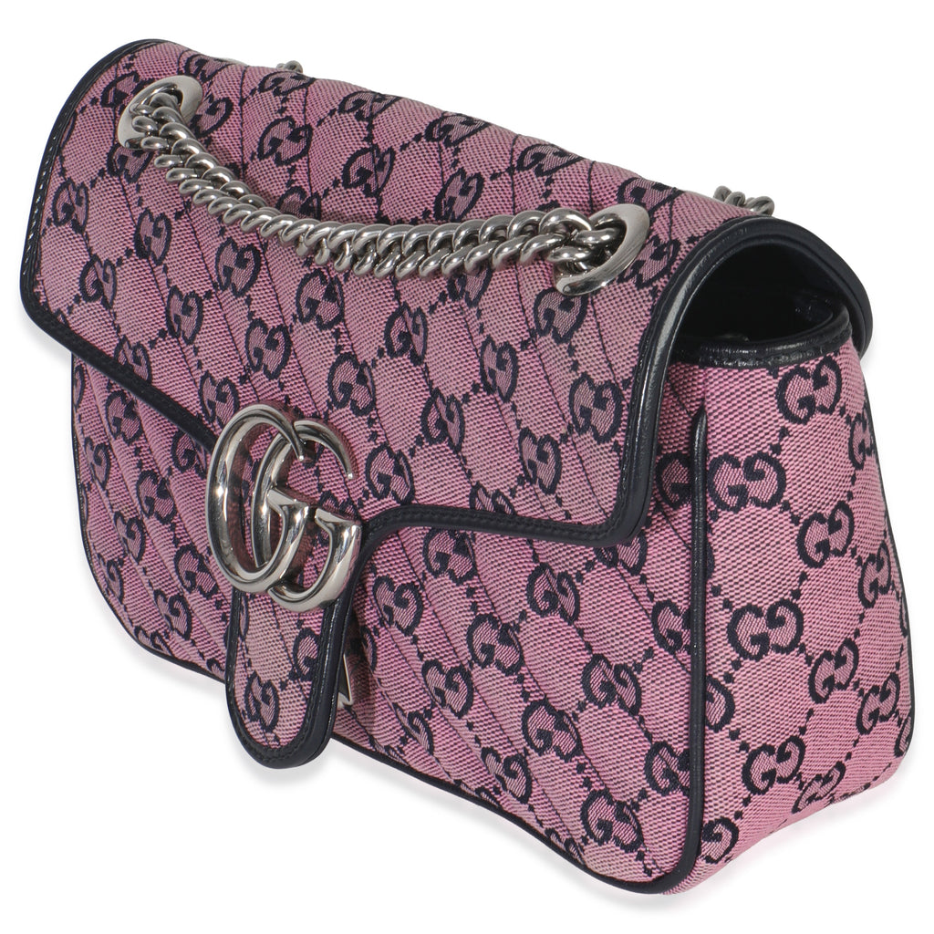 Gucci Pink GG Matelasse Diagonal Canvas Small GG Marmont Shoulder Bag