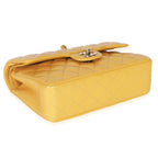 Chanel Yellow Caviar Quilted Small Classic Double Flap Handbag