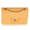 Chanel Yellow Caviar Quilted Small Classic Double Flap Handbag