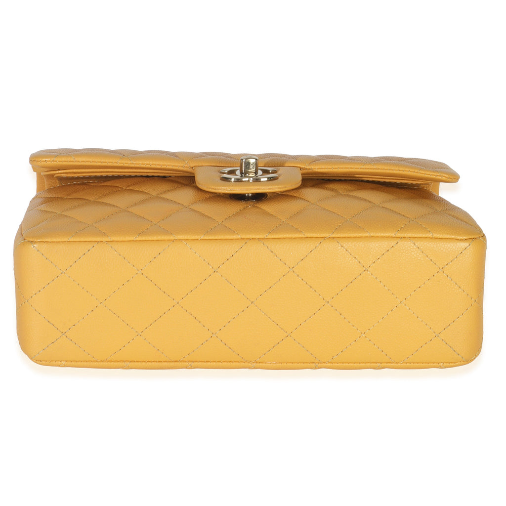 Chanel Yellow Caviar Quilted Small Classic Double Flap Handbag