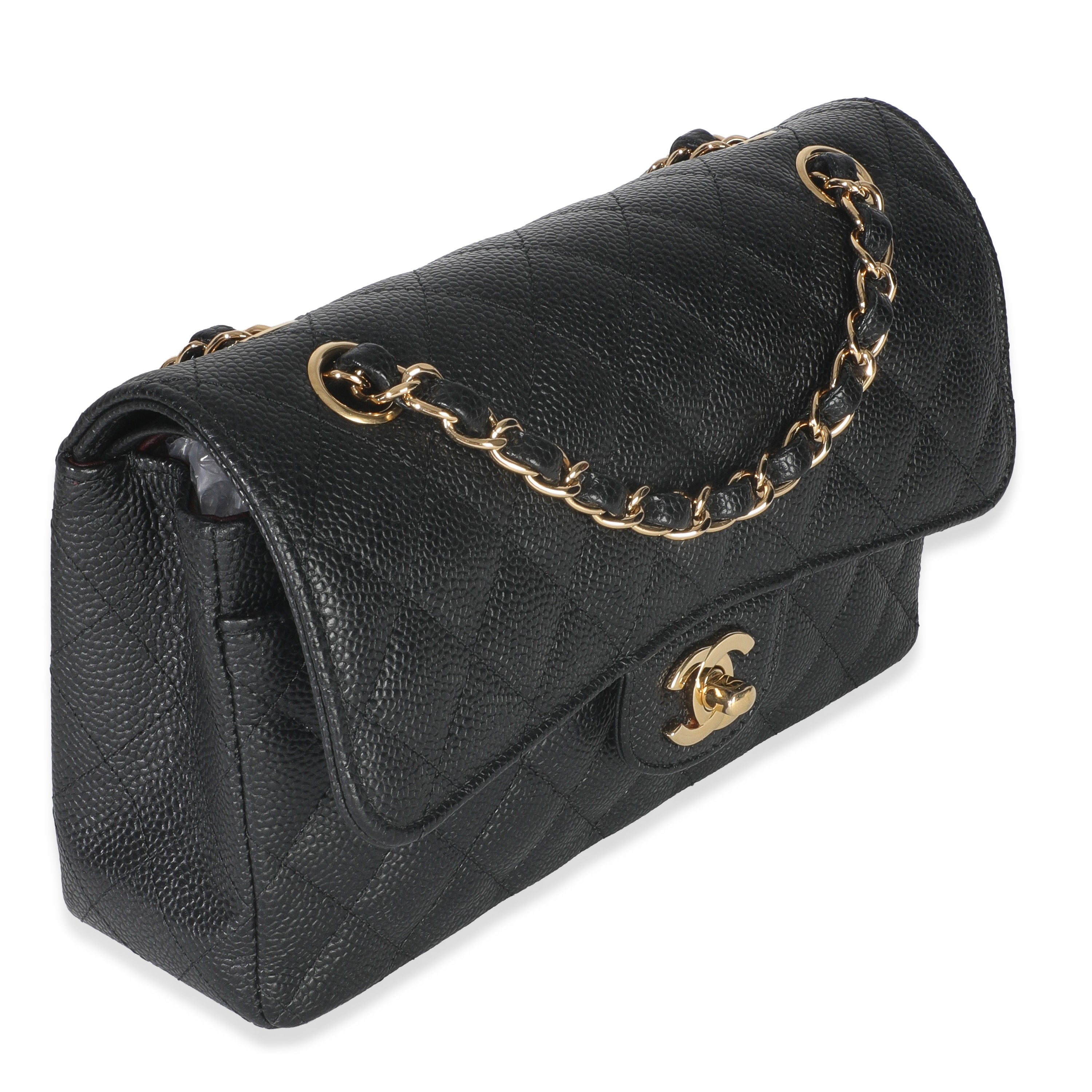 Chanel Black Quilted Caviar Small Classic Double Flap Bag