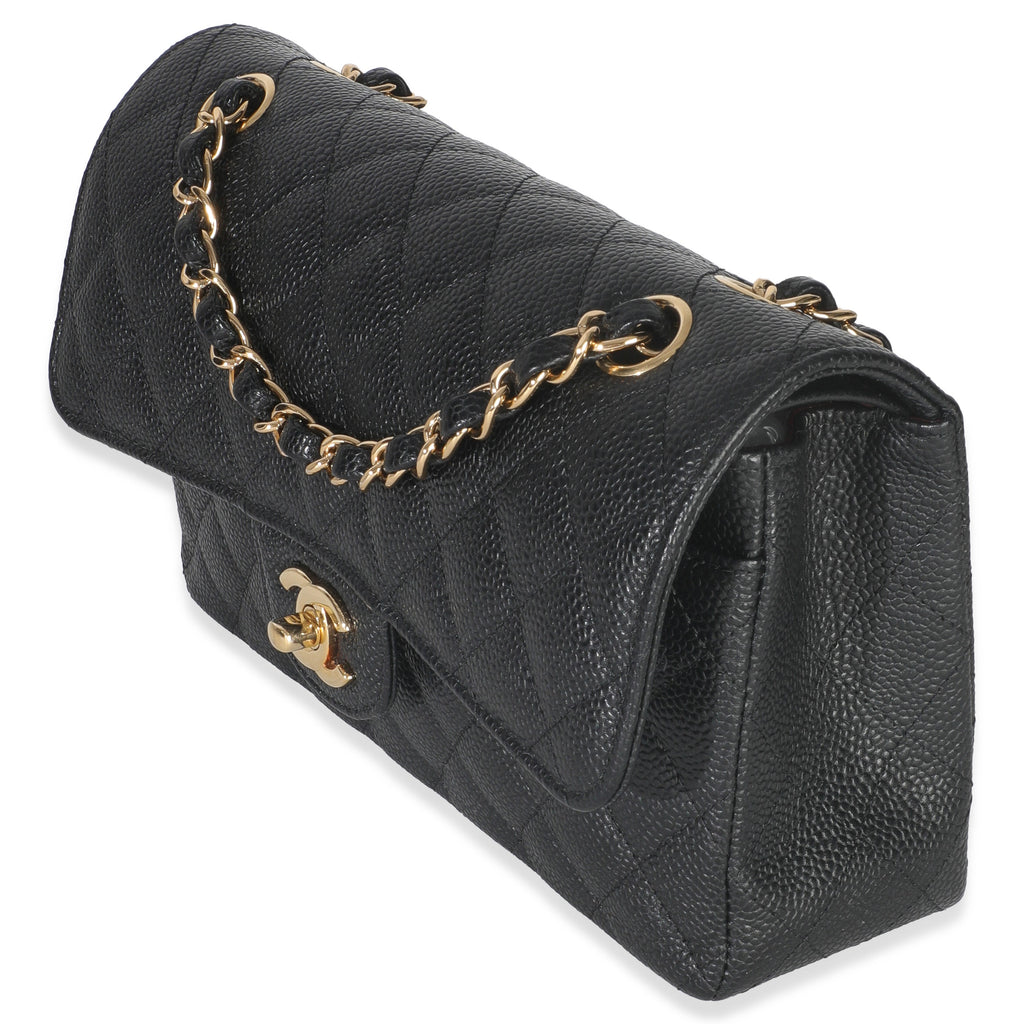 Chanel Black Quilted Caviar Small Classic Double Flap Bag
