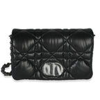 Christian Dior Black Puffy Calfskin Macrocannage Mini Caro Bag