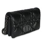Christian Dior Black Puffy Calfskin Macrocannage Mini Caro Bag