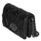 Christian Dior Black Puffy Calfskin Macrocannage Mini Caro Bag
