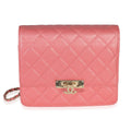 Chanel Pink Iridescent Quilted Caviar Golden Class Square Wallet On Chain