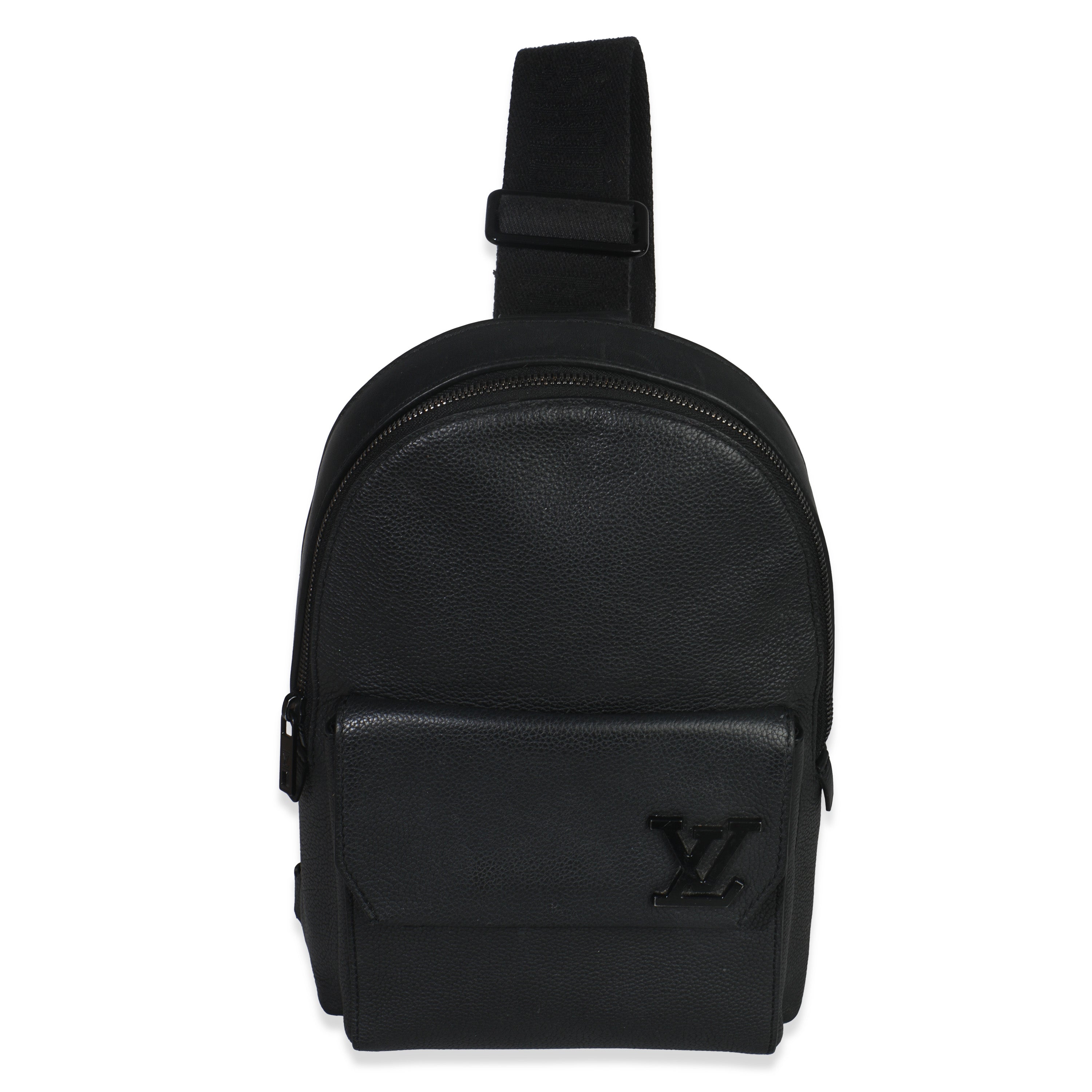 Louis Vuitton Black Waxy Calfskin Aerogram Pilot Slingbag