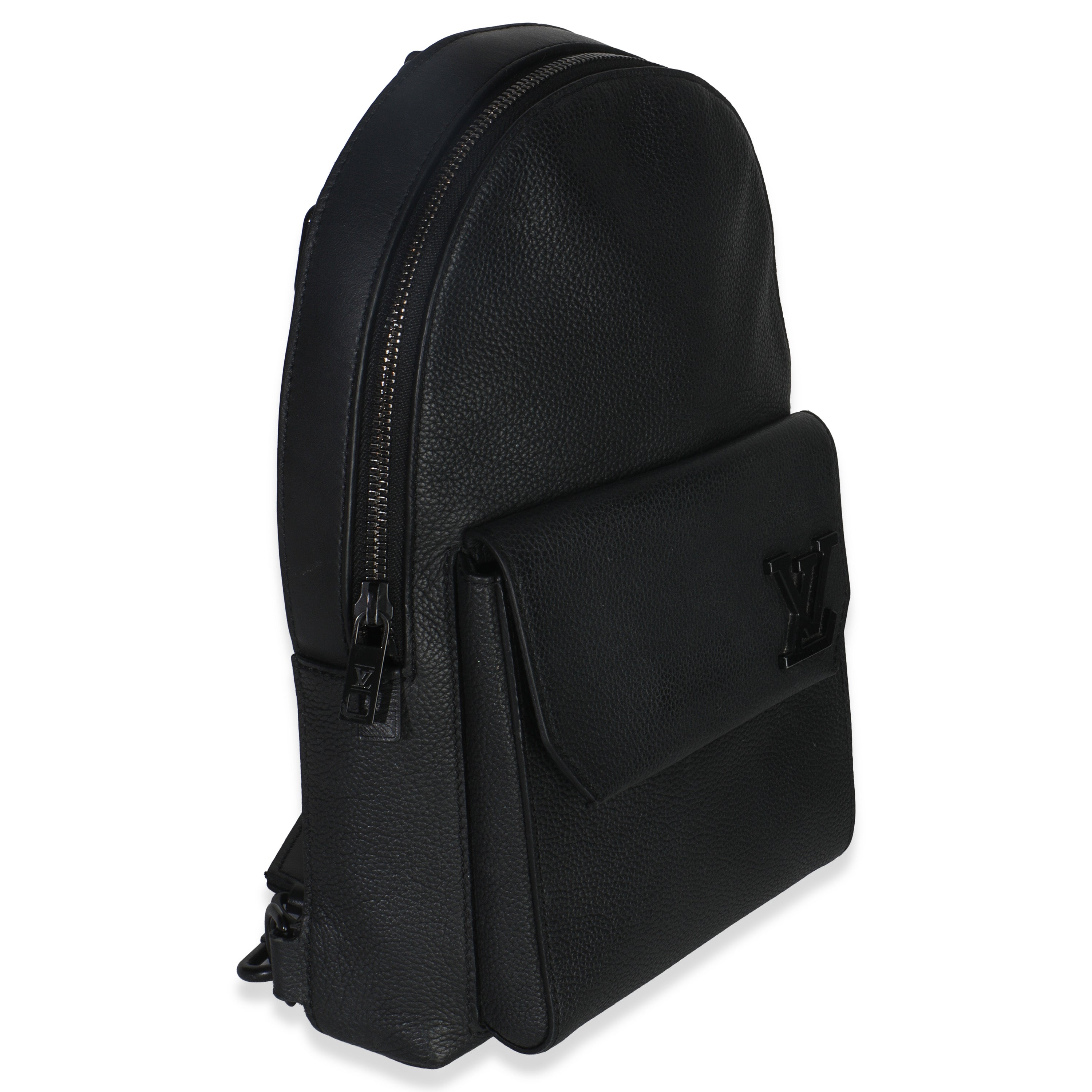Louis Vuitton Black Waxy Calfskin Aerogram Pilot Slingbag