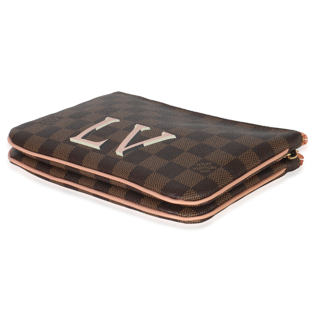 Louis Vuitton Damier Ebene Canvas Double Zip Pochette