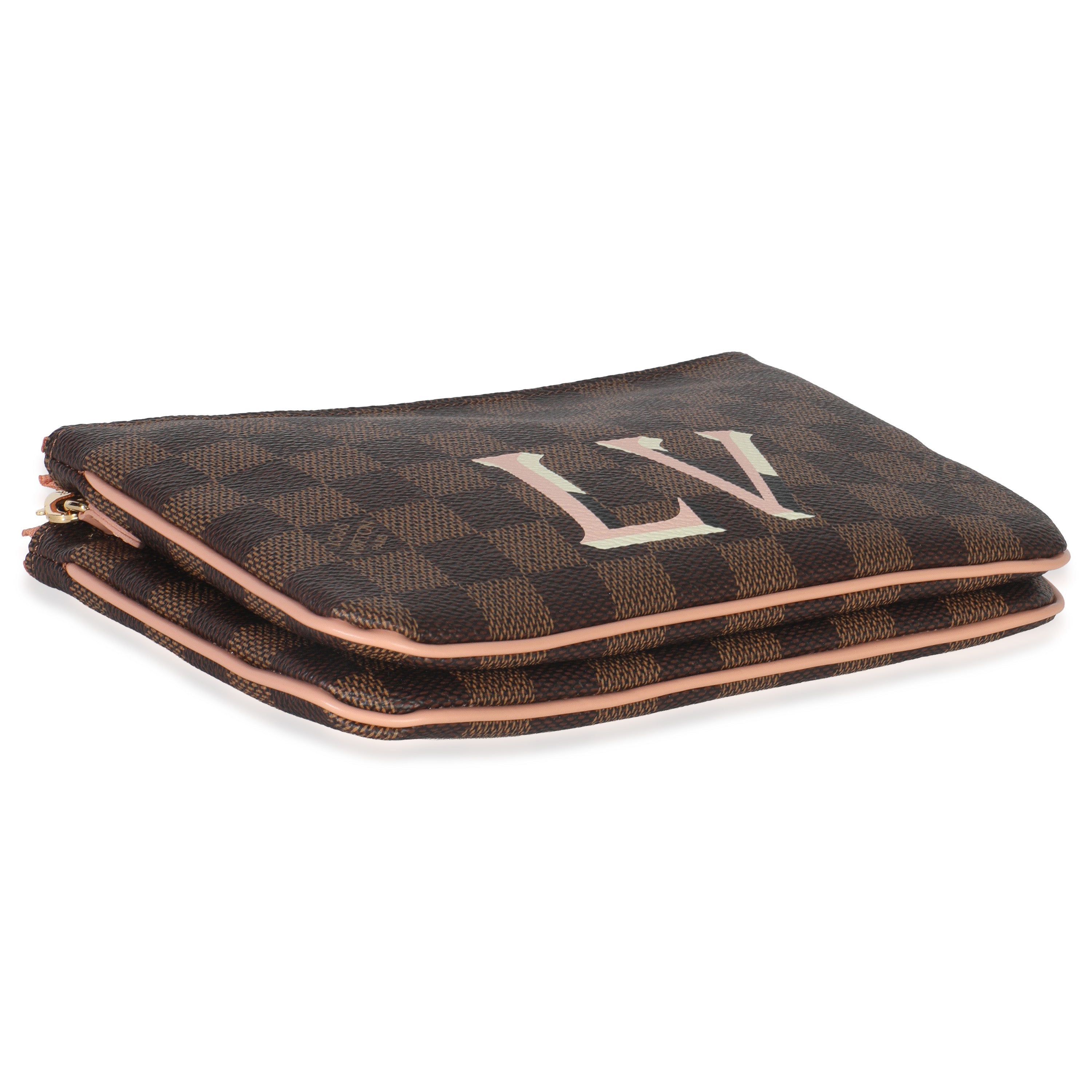 Louis Vuitton Damier Ebene Canvas Double Zip Pochette