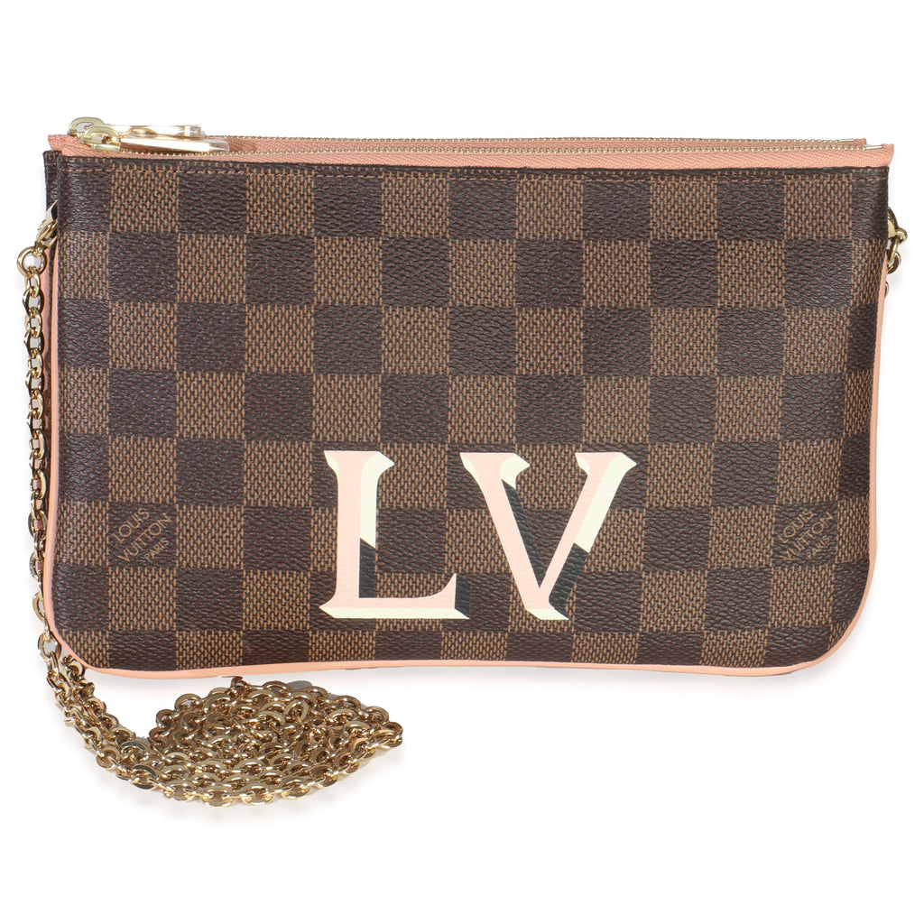 Louis Vuitton Damier Ebene Canvas Double Zip Pochette