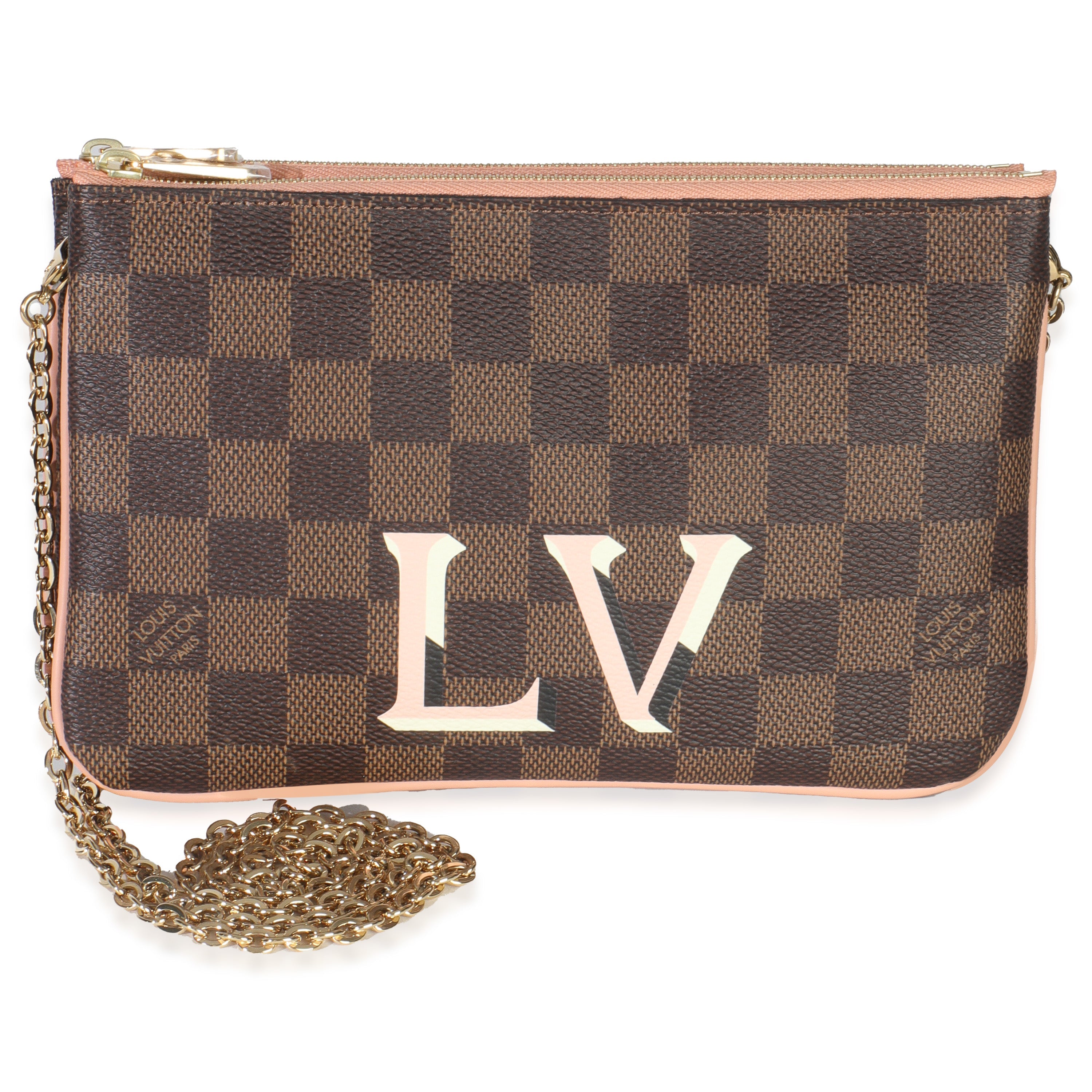 Louis Vuitton Damier Ebene Canvas Double Zip Pochette