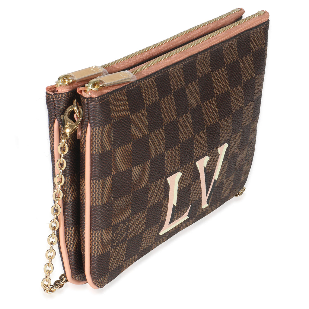 Louis Vuitton Damier Ebene Canvas Double Zip Pochette