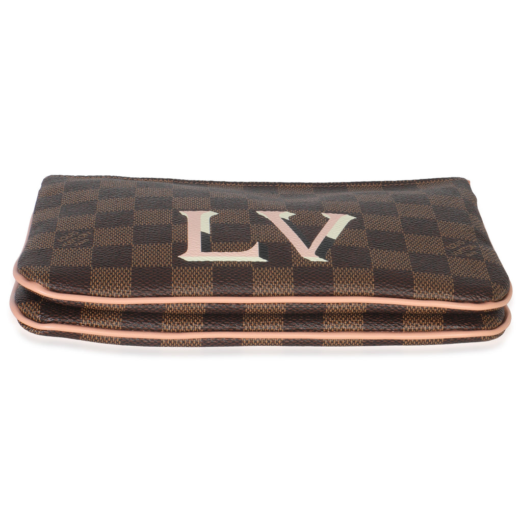 Louis Vuitton Damier Ebene Canvas Double Zip Pochette