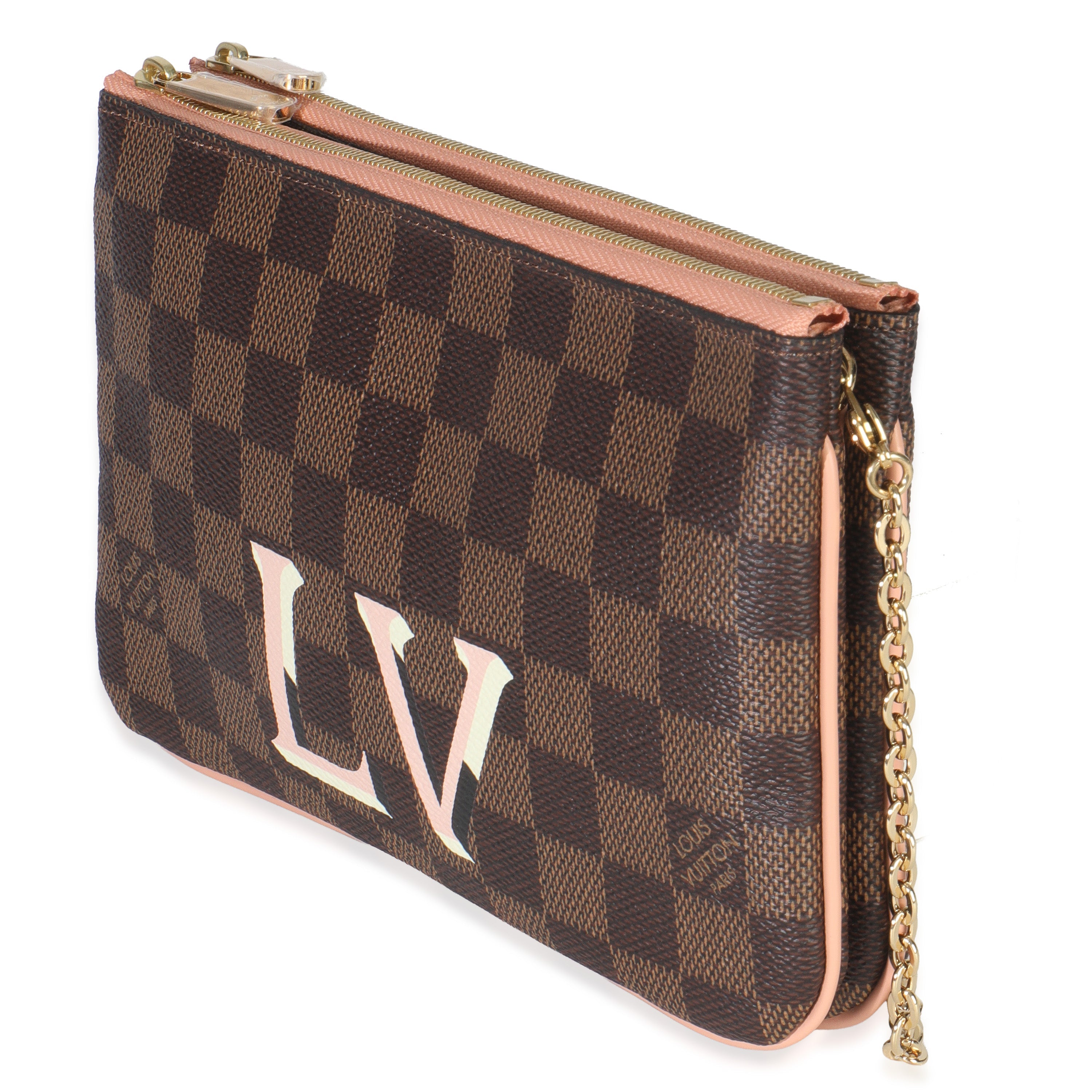 Louis Vuitton Damier Ebene Canvas Double Zip Pochette