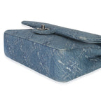 Chanel Blue Bleached Chain Printed Denim Medium Classic Double Flap Bag