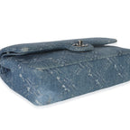 Chanel Blue Bleached Chain Printed Denim Medium Classic Double Flap Bag