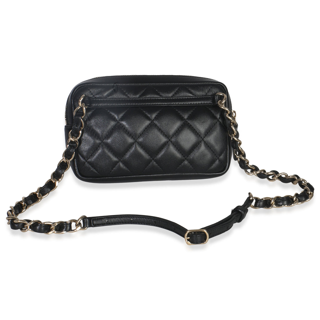 Chanel Black Quilted Lambskin Front Pocket Belt Bag