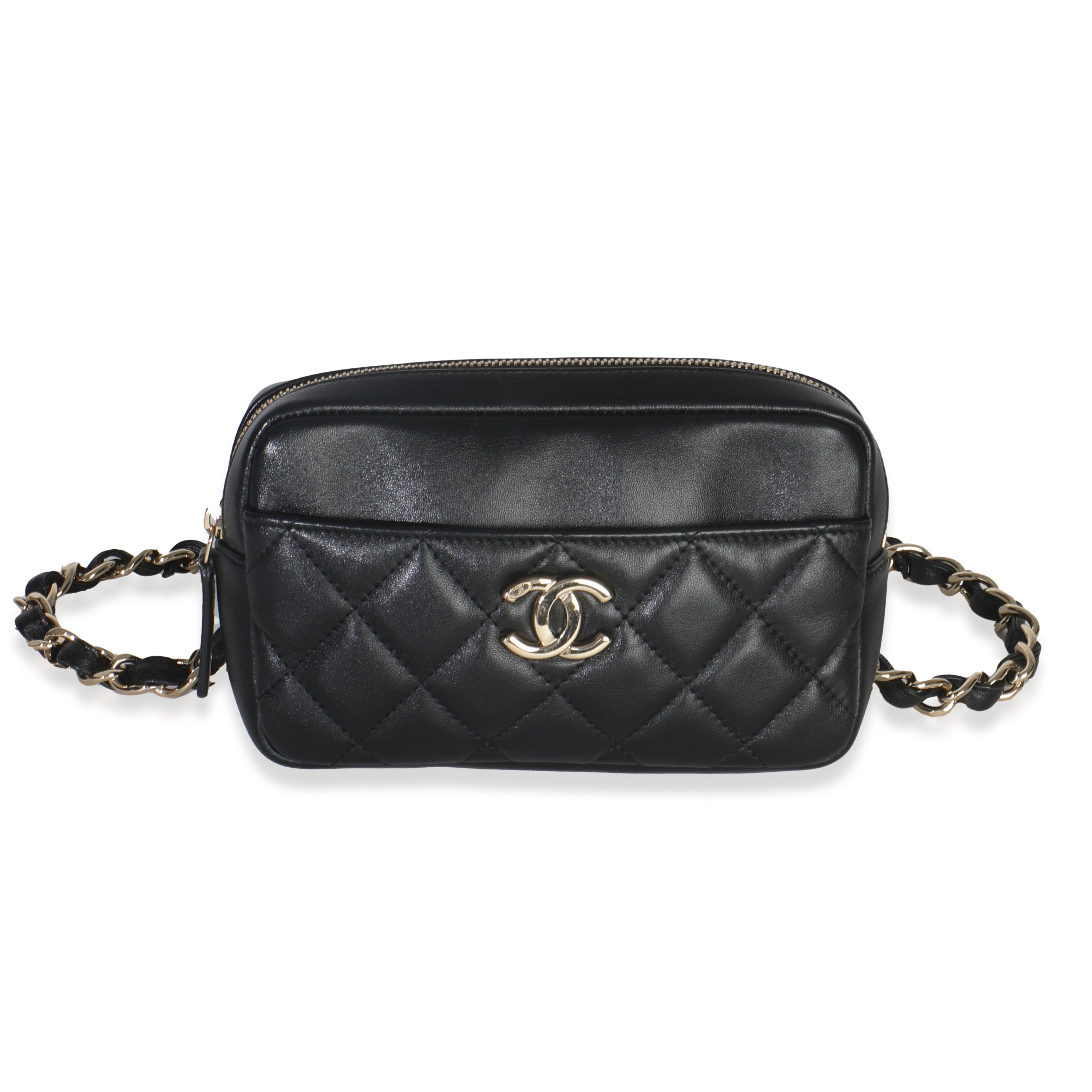 Chanel Black Quilted Lambskin Front Pocket Belt Bag