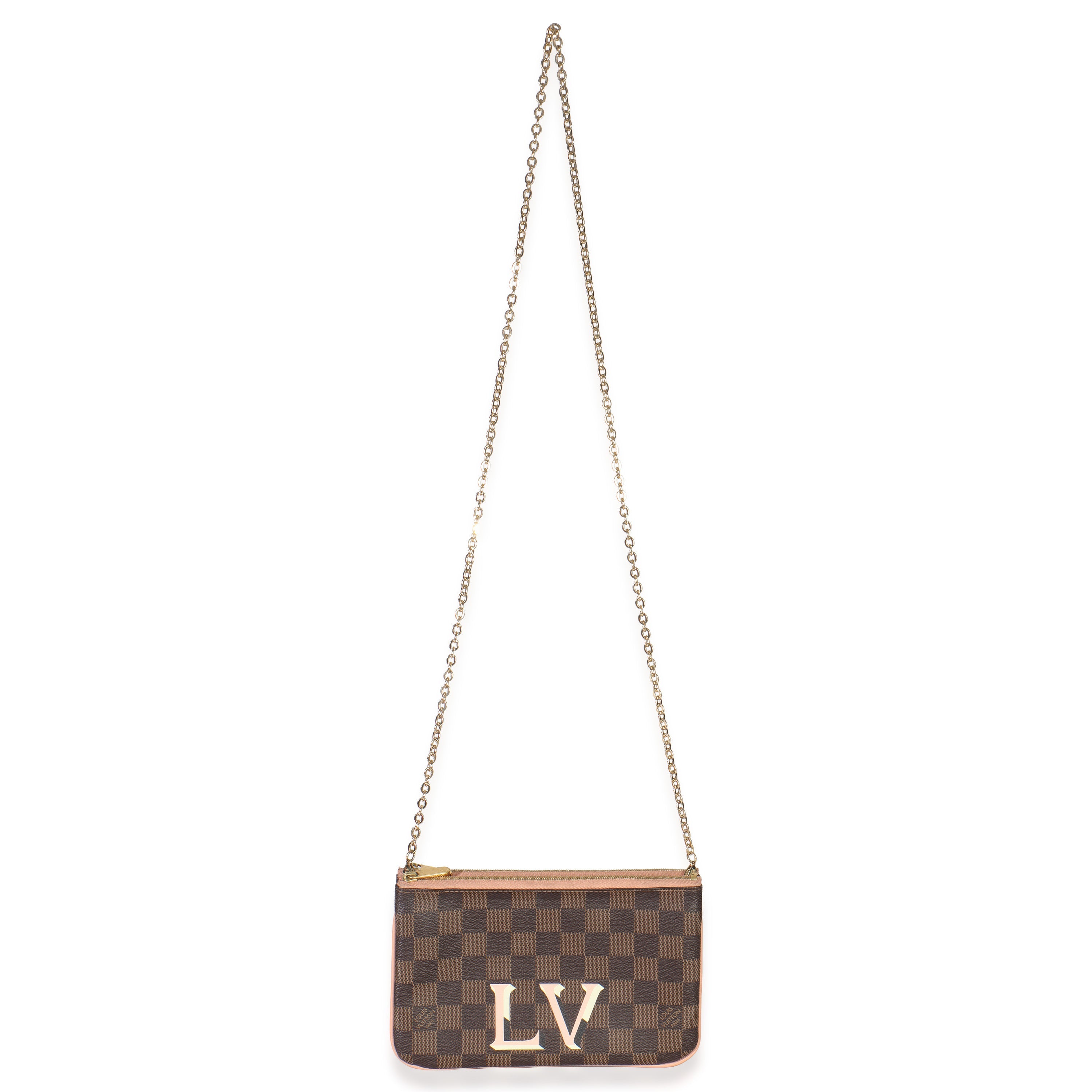 Louis Vuitton Damier Ebene Canvas Double Zip Pochette
