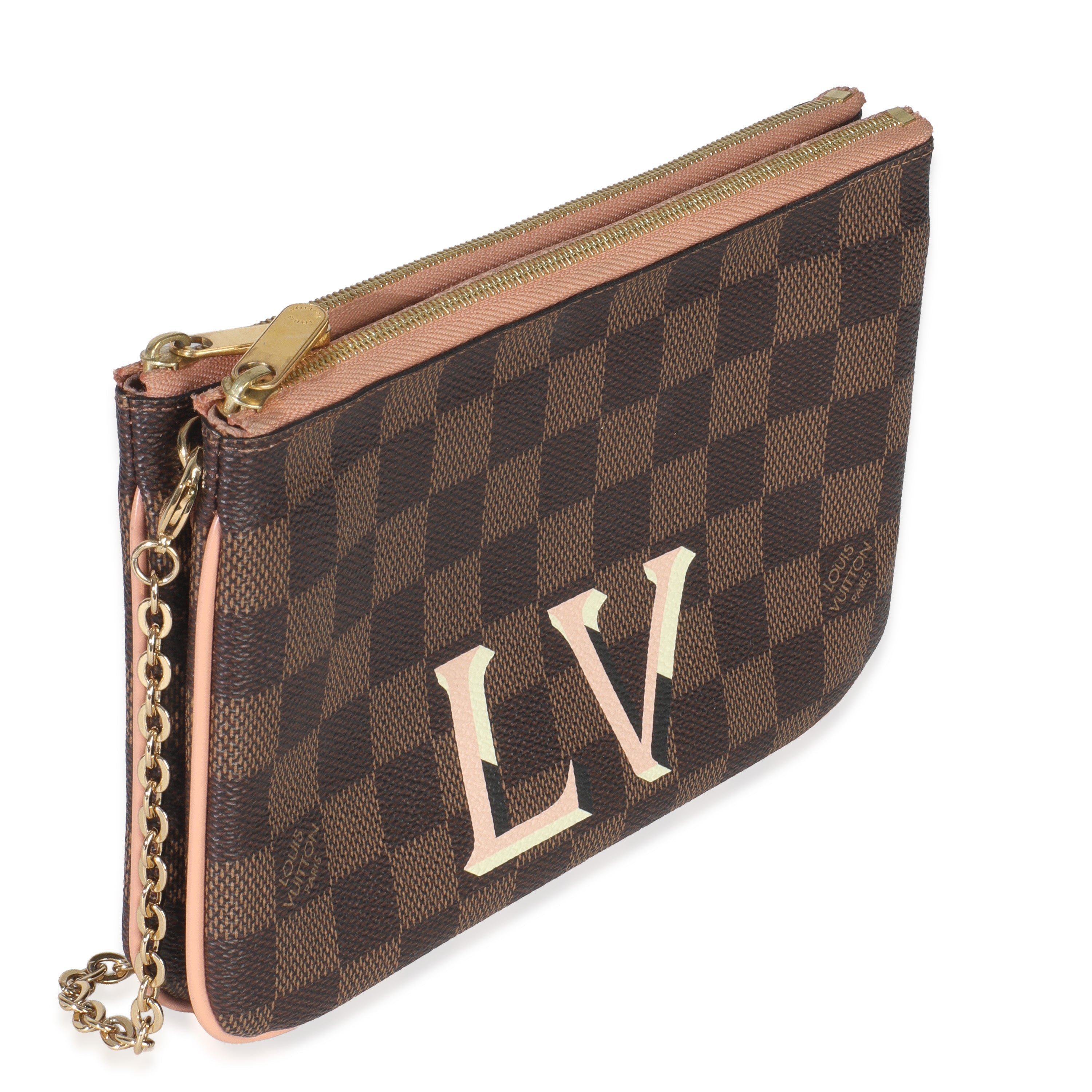 Louis Vuitton Damier Ebene Canvas Double Zip Pochette
