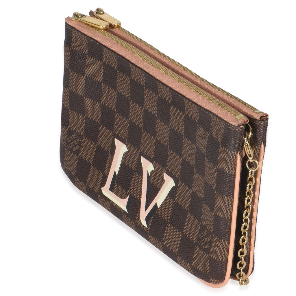 Louis Vuitton Damier Ebene Canvas Double Zip Pochette