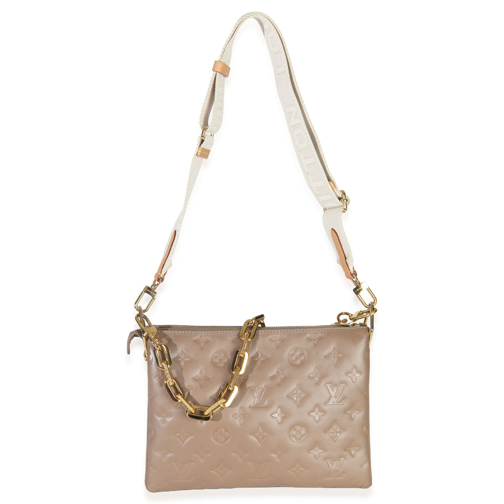 Louis Vuitton Taupe Monogram Embossed Lambskin Coussin PM